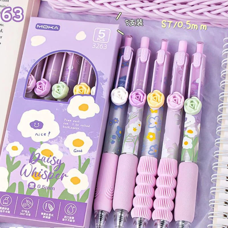 5Pcs Creative Rose Series 0.5mm Gel Pen