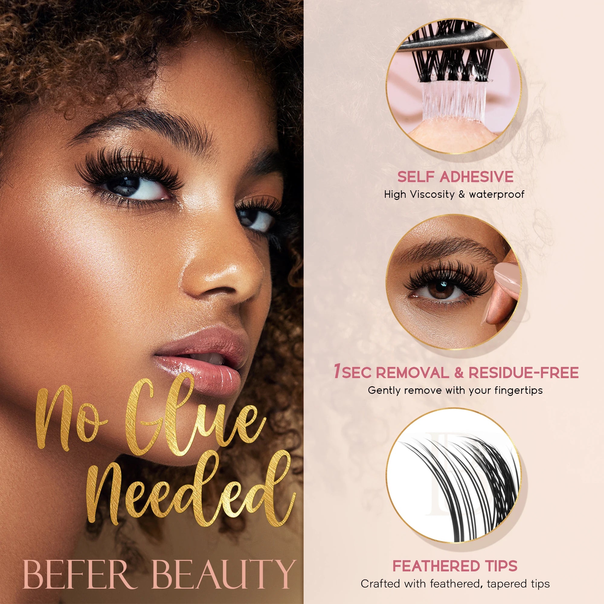 Befer Self-Adhesive Lash Clusters Clear Pre-Glued Eyelashes Cluster 150pcs Manga Natural Makeup Fluffy False Eyelashes Supplier