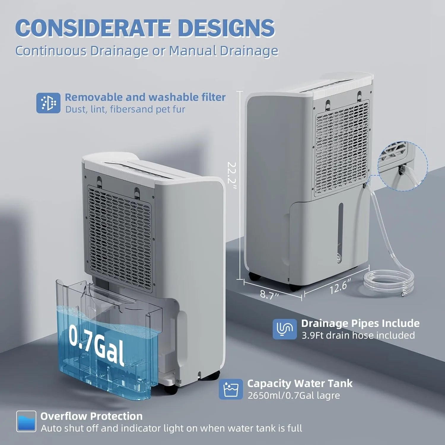 AIRPLUS 70 Pint Dehumidifier for Home Basements Large Room, 4500 Sq.