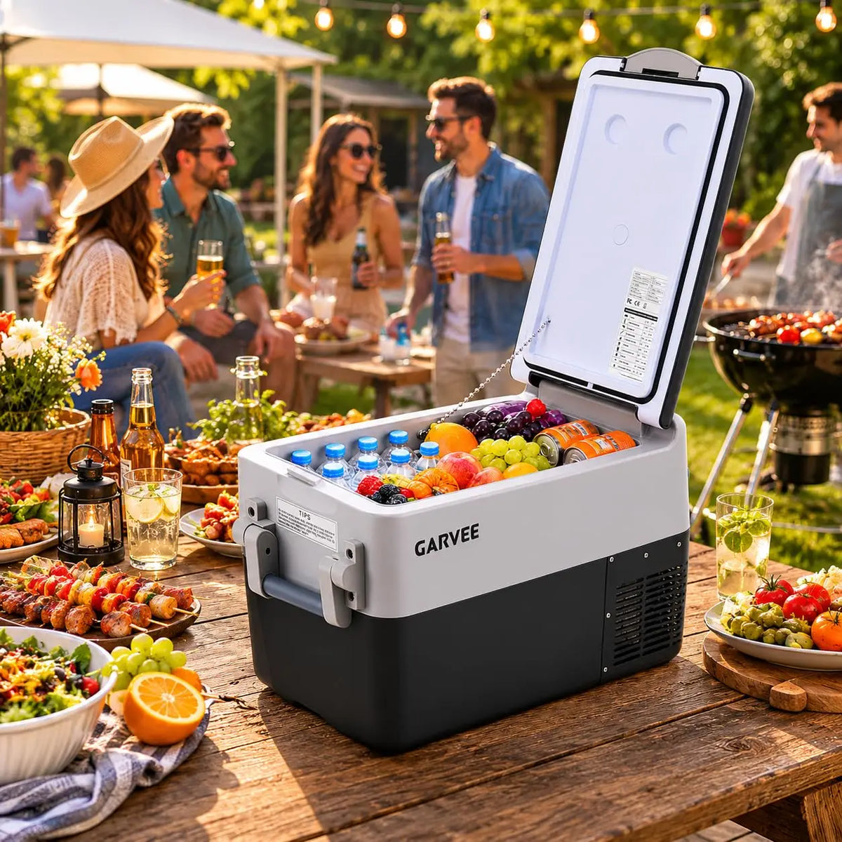 Portable Car Refrigerator 53QT Dual Zone 12V Fridge Freezer With App Control 12/24V DC And 110-240V AC