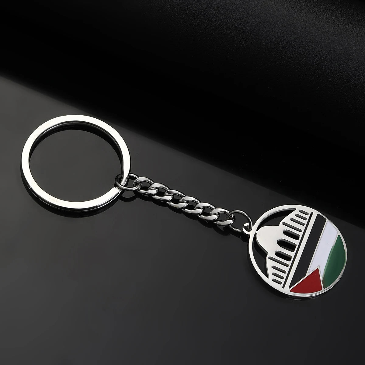 Stainless Steel Palestine in Arabic Map With Flag Keychain Jewelry