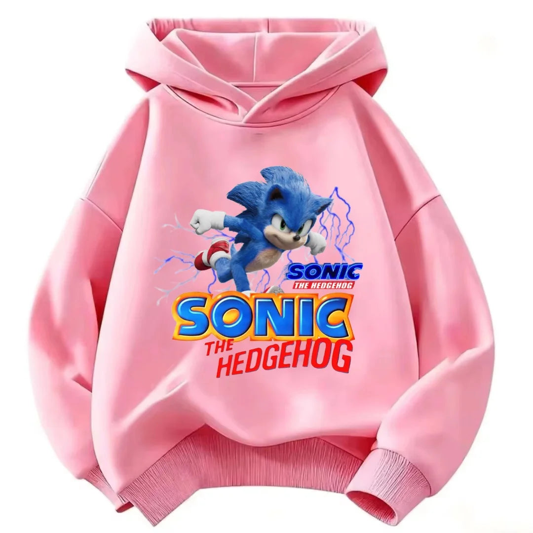 2026 Kids Thick Hoodie with Cute Sonic Anime Pattern