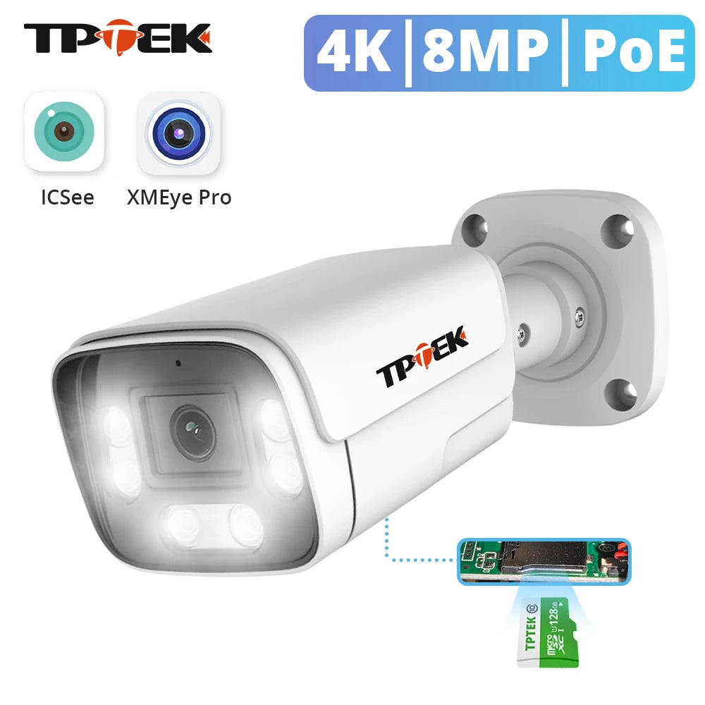 4K 8MP PoE Video Surveillance IP Camera 5MP Two Way Audio Support