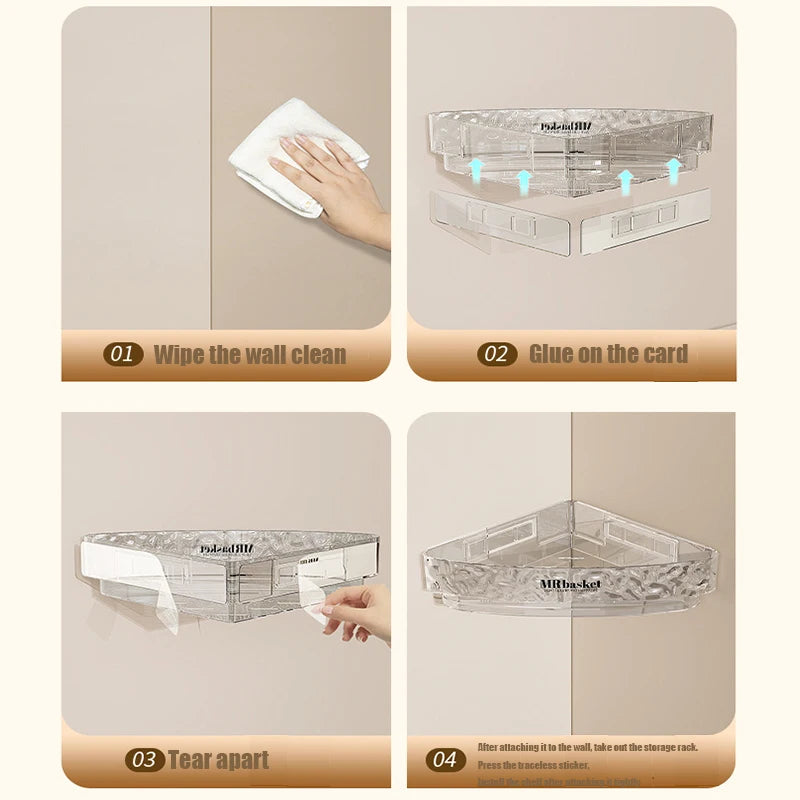 Washstand Cosmetics Storage Rack Acryli Shower Storage Rack Bathroom Shelf No Drill Organizer Wall Mounted Toilet Shampoo Holder