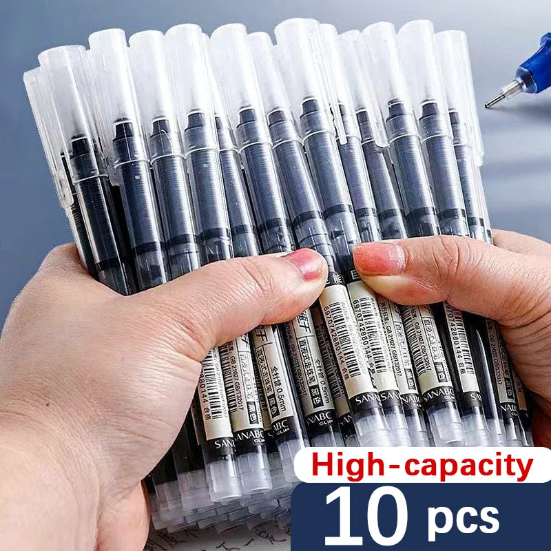 10Pcs High Quality Needle Type Gel Pens Straight Liquid