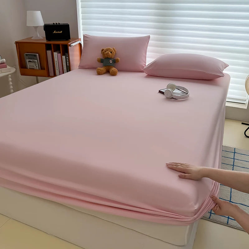 Washed Fitted Sheet with Elastic Bands Non Slip Adjustable Mattress Cover