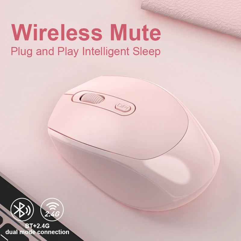 Wireless Mouse Battery Gamer Mouse Dual Modes Bluetooth-compatible 2.4G