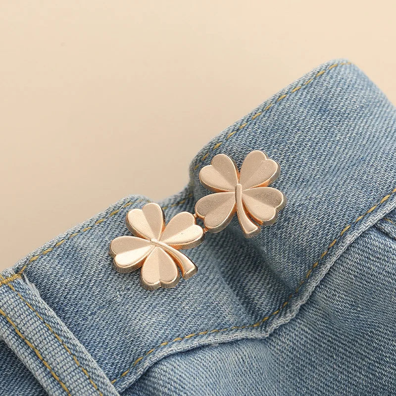 1 Pair Jeans Button Adjustable Clips for Pant Skirts Waist Tightener Buckle