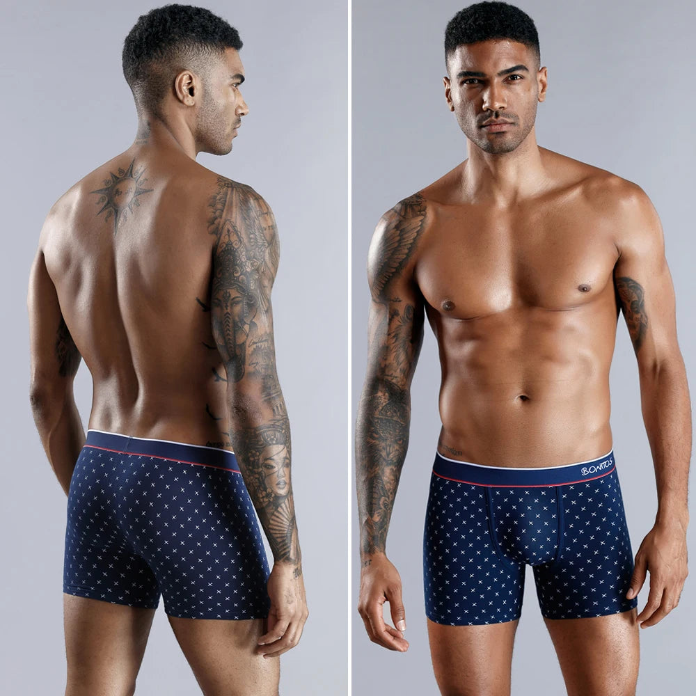 4pcs Cotton Boxers For Man Underwear Sexy Print Men's Panties