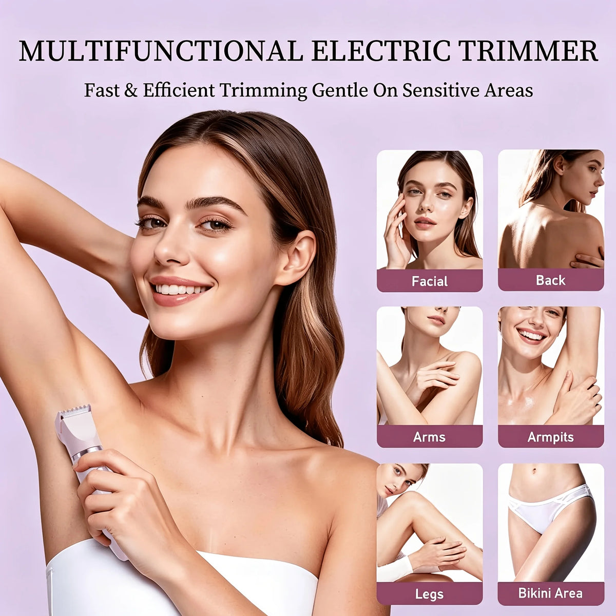 Women's Bikini Trimmer, Women's Electric Shaver, Replaceable Heads,
