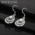 Hot 925 Sterling Silver Retro Square Pattern Hollow Water Drop Drop Earrings Women Christmas Party Fashion Trend Jewelry