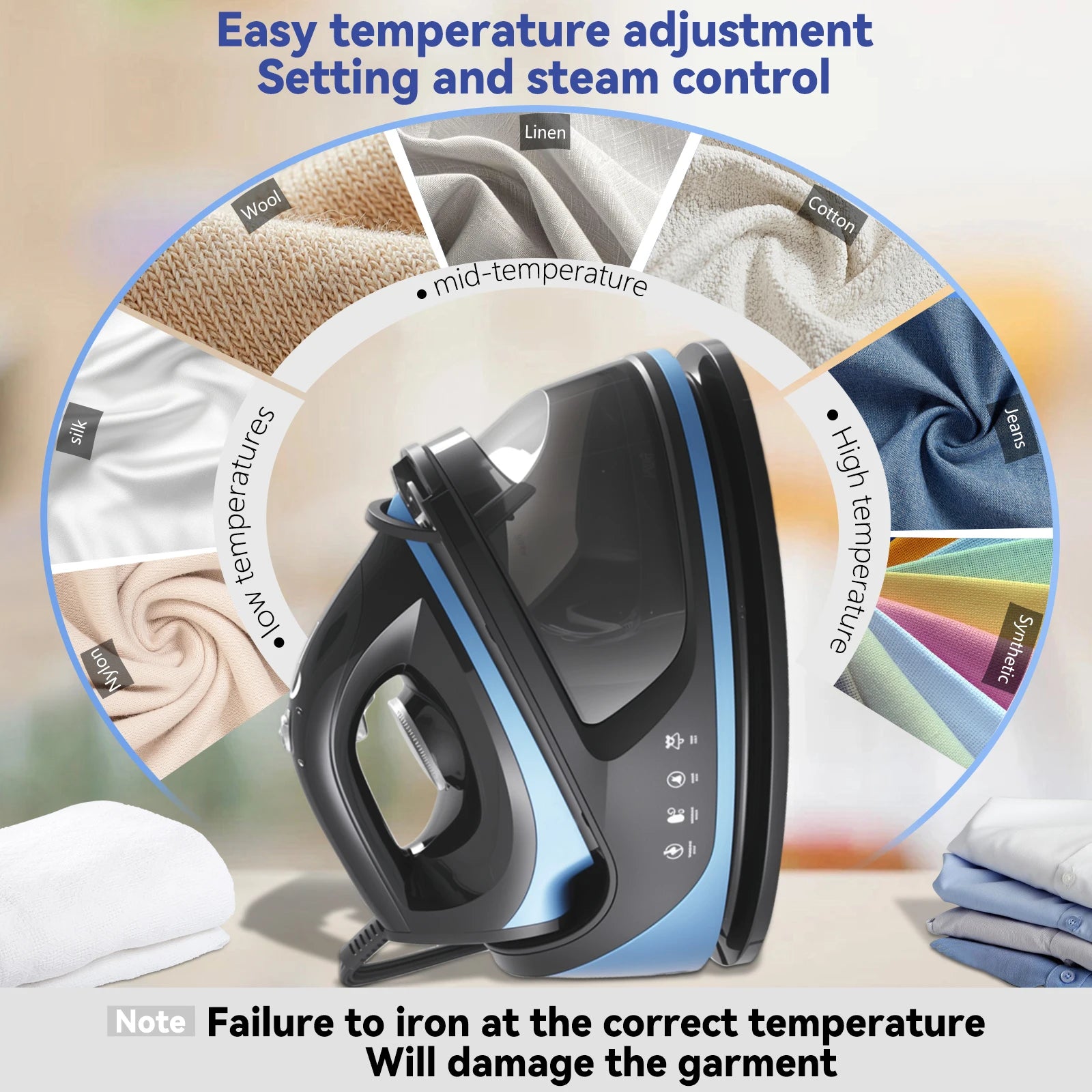 2000W Powerful Garment Steam Iron, 1.1L Tank, 60 g/min Steam Output, Ceramic Soleplate for Vertical & Horizontal Ironing #20