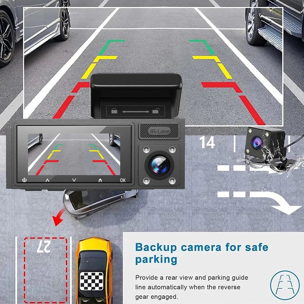 3 Channel WIFI Dash Cam 1080P Car Dvr Interior Vehicle Three Way Camera Mini DVRs