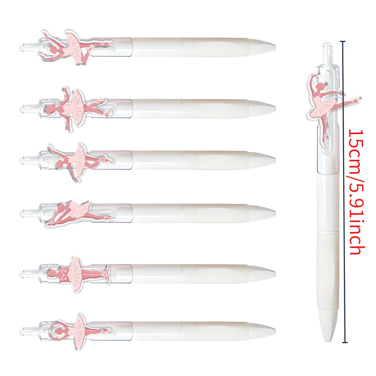 7pcs Elegant Ballet Theme Press Ballpoint Pen Pink Dancer