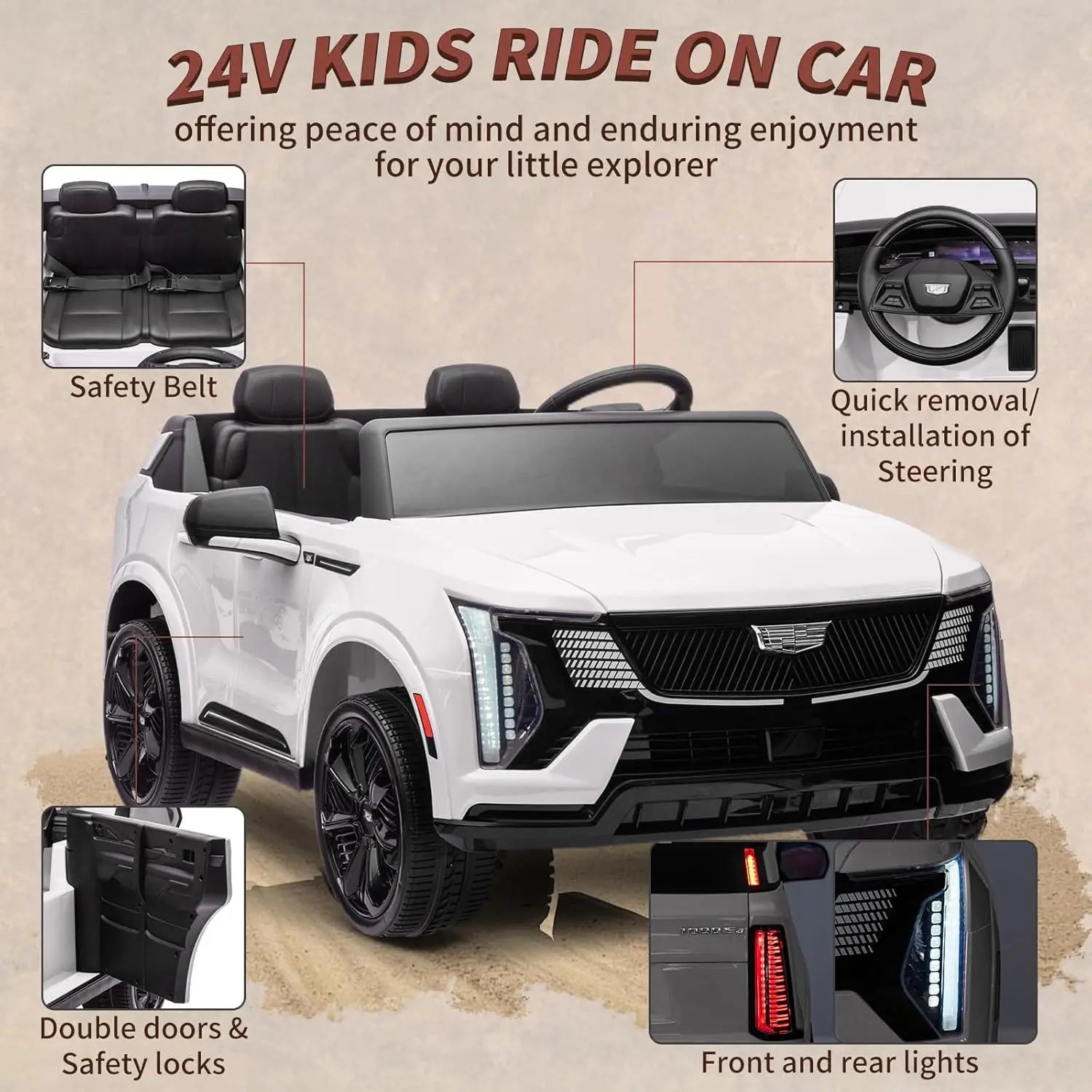 24V Kids Ride on Car Licensed Battery Powered Electric Vehicle w/Remote Control, 2 Seater 4-Wheel Shock Absorbers Smooth Start