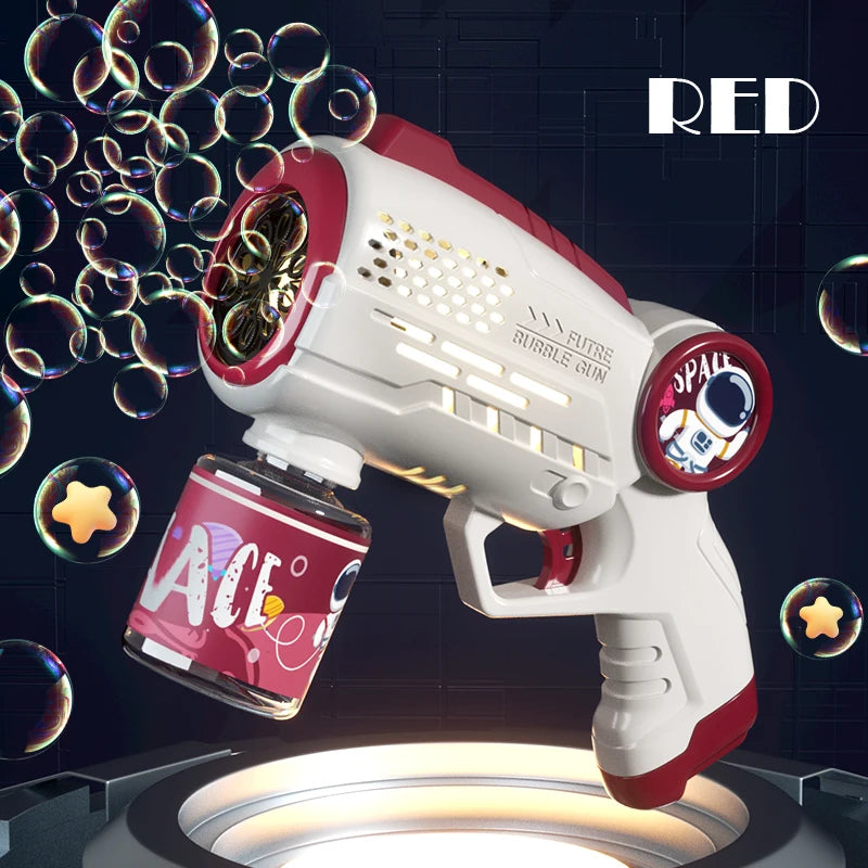 Automatic Bubbles Gun Astronaut Electric Soap Bubble Machine with Light Beach Outdoor Game Toys for Children Kids Birthday Gifts
