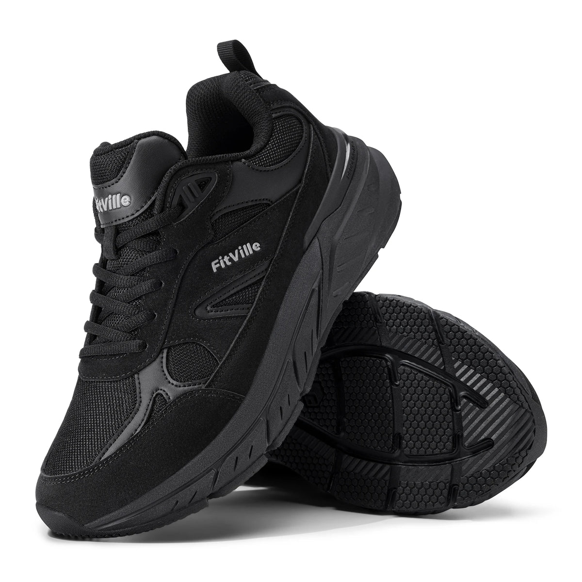 FitVille Newest Walking Shoes for Men Wide Width Sneakers with Arch Support for Flat Feet