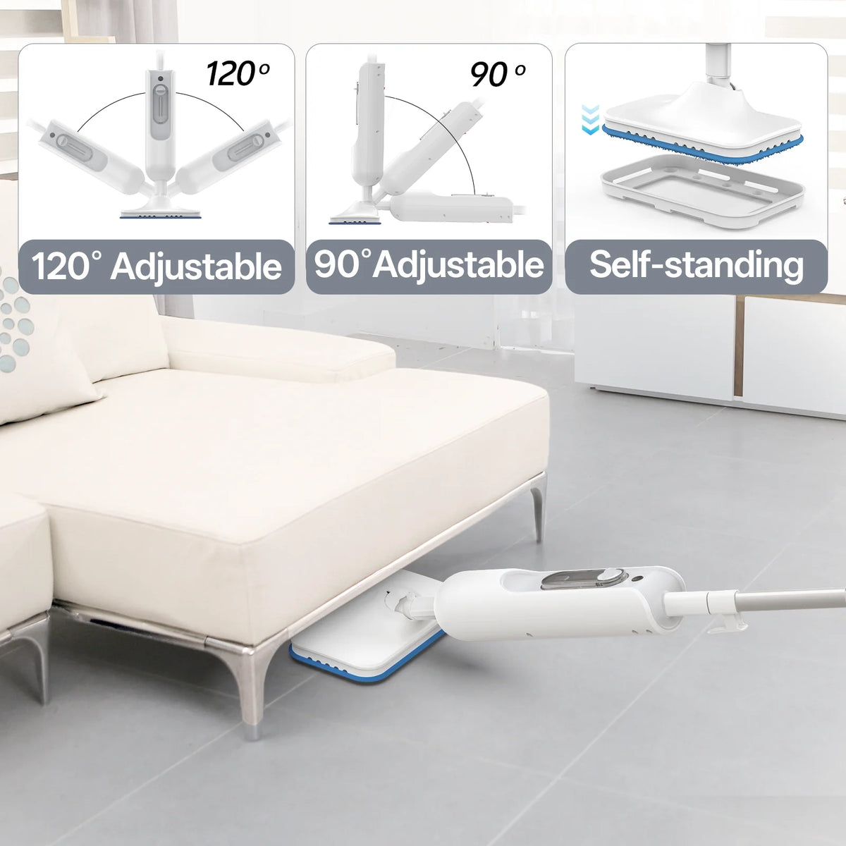 F2 Steam Mop 1300W Powerful 6 in 1 Detachable Cleaner High Temperature Sanitizing