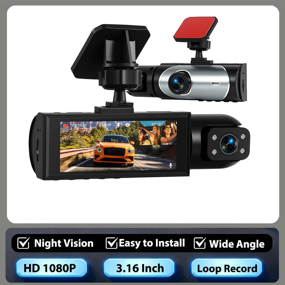 Podofo 3.16 inch 1080P Car DVR Camera Dual Recording HD Car Recorder With Motion Detection Night Vision Support TF Card