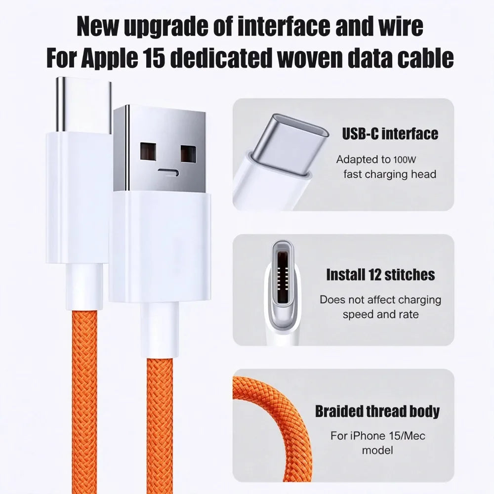 5PCS USB A Cable to USB C 240W Fast Charging