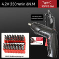 4.2V 6Nm 1300mAh 250rpm Electric Screwdriver Set Cordless Screwdriver Rechargeable Drill Kit Household Mini Drills Screwdrivers