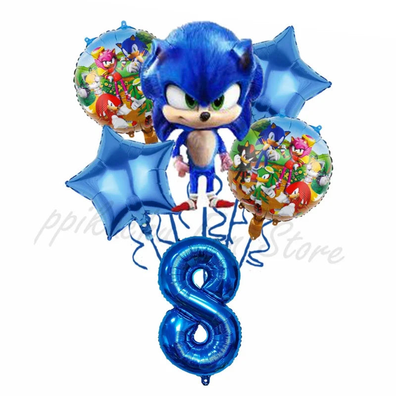 Hot-selling Blue Sonic-themed Digital Combination Balloon Set Birthday Decoration Balloon That Children Love Gift for Kids