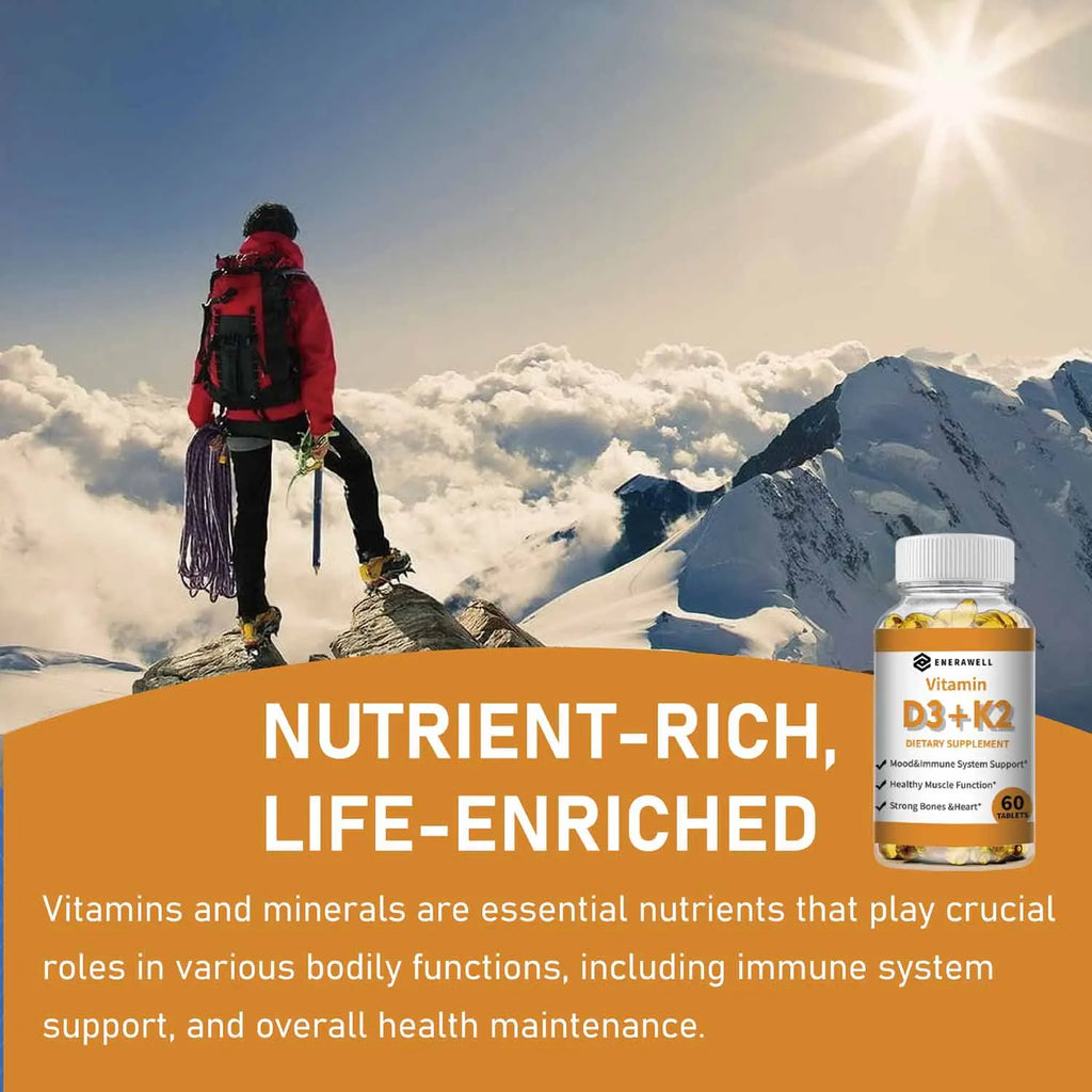 Vitamin D3 K2 Capsule - 20,000 IU Vitamin D3 Supports Bone & Teeth Health, Calcium Metabolism