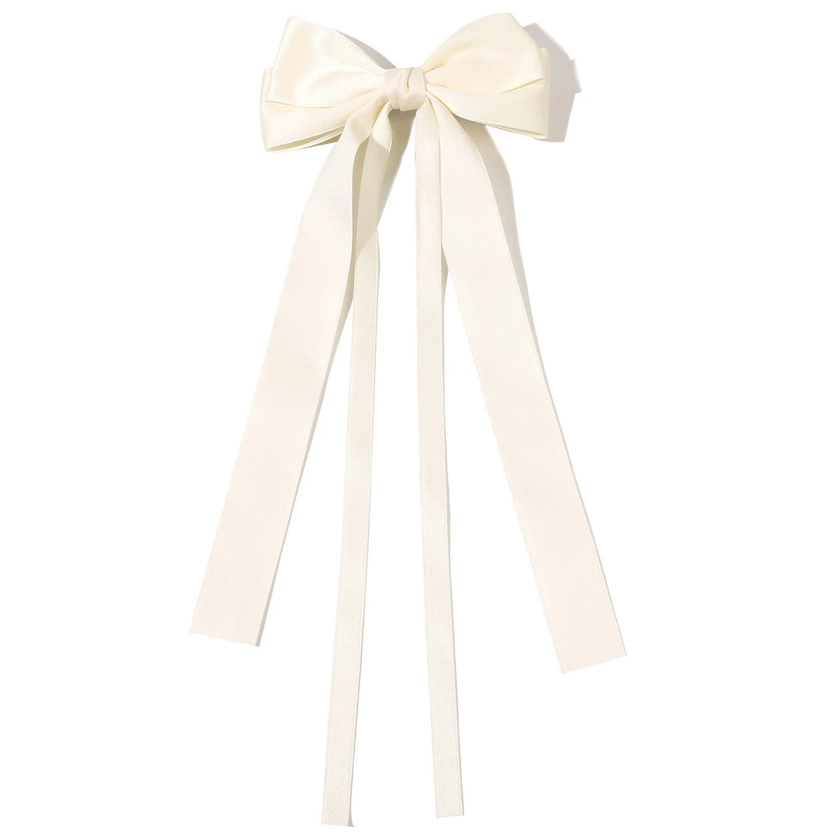 Solid Double Bowknots Hair Clips Women Long Ribbon Bow