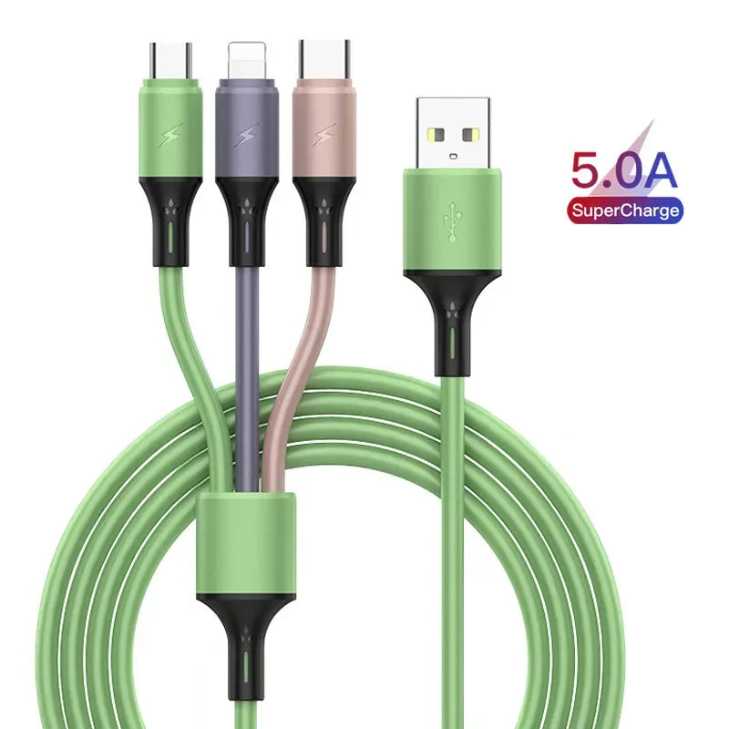 3 in 1 Charging Cable Type C/Micro b/iPhone Macarone Use For iPhone Huawei Samsung Smart Phone