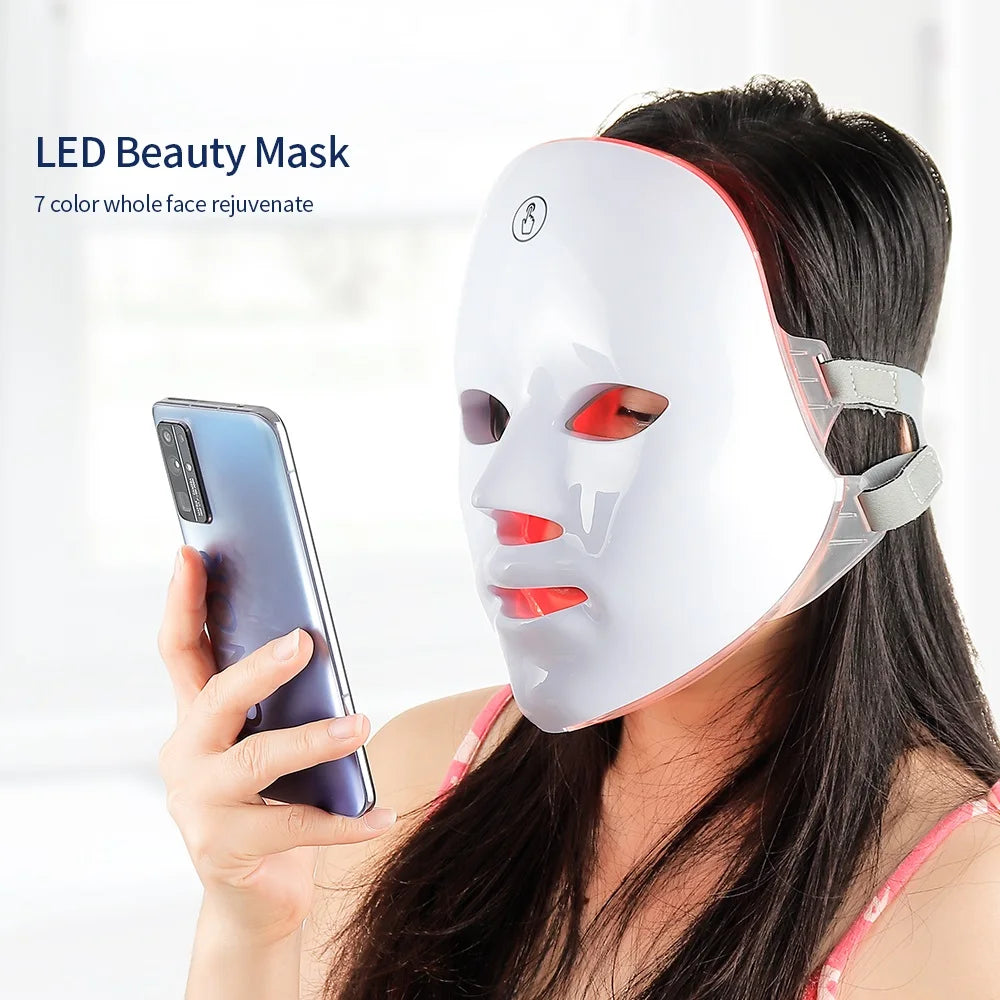 Wireless 7 Colors LED Face Beauty Machine Photon Facial Neck Skin Tighten