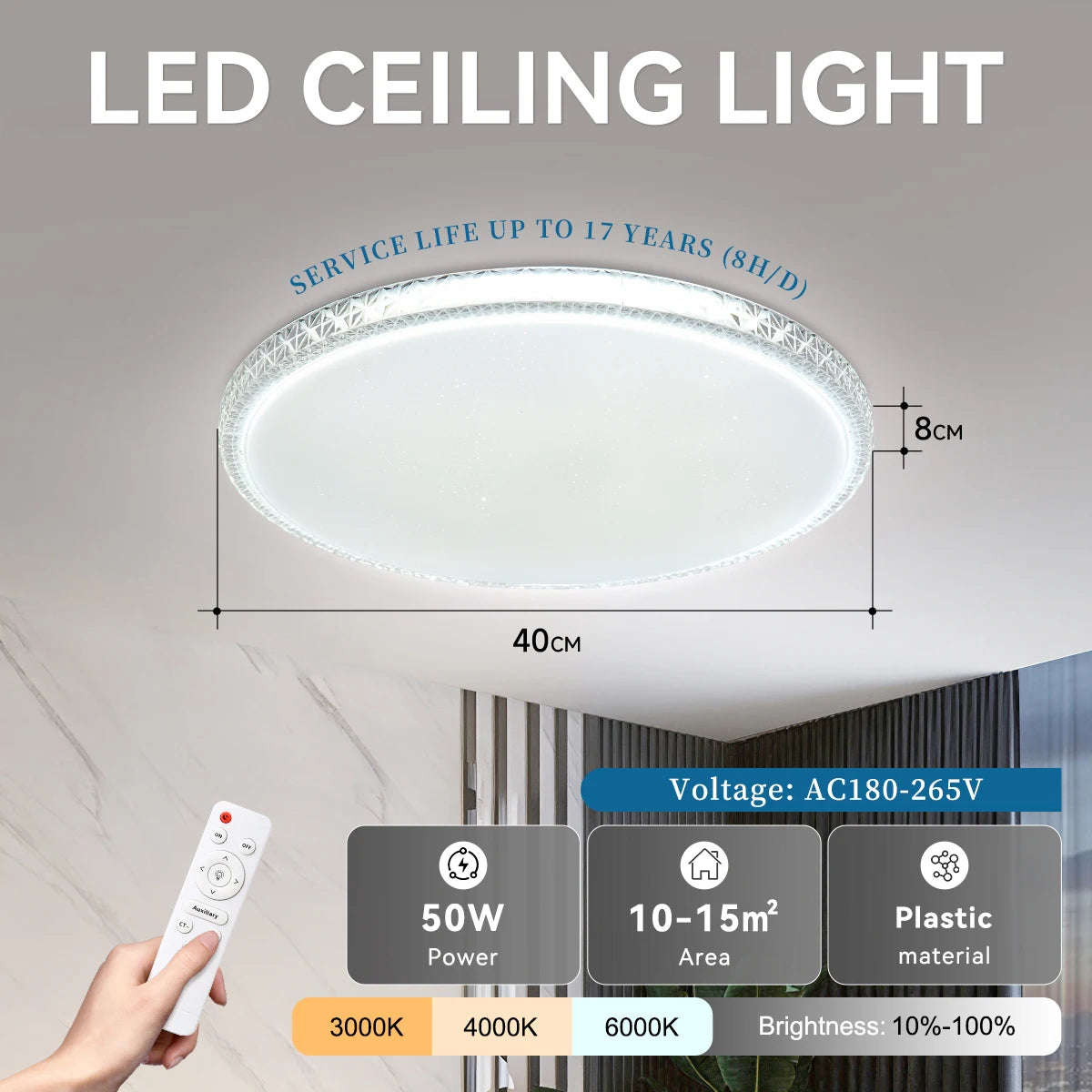 Modern Ceiling Lamp With Remote Control Room Decor Dimmable RGB LED Ceiling Light Fixture For Living Room Bedroom Corridor