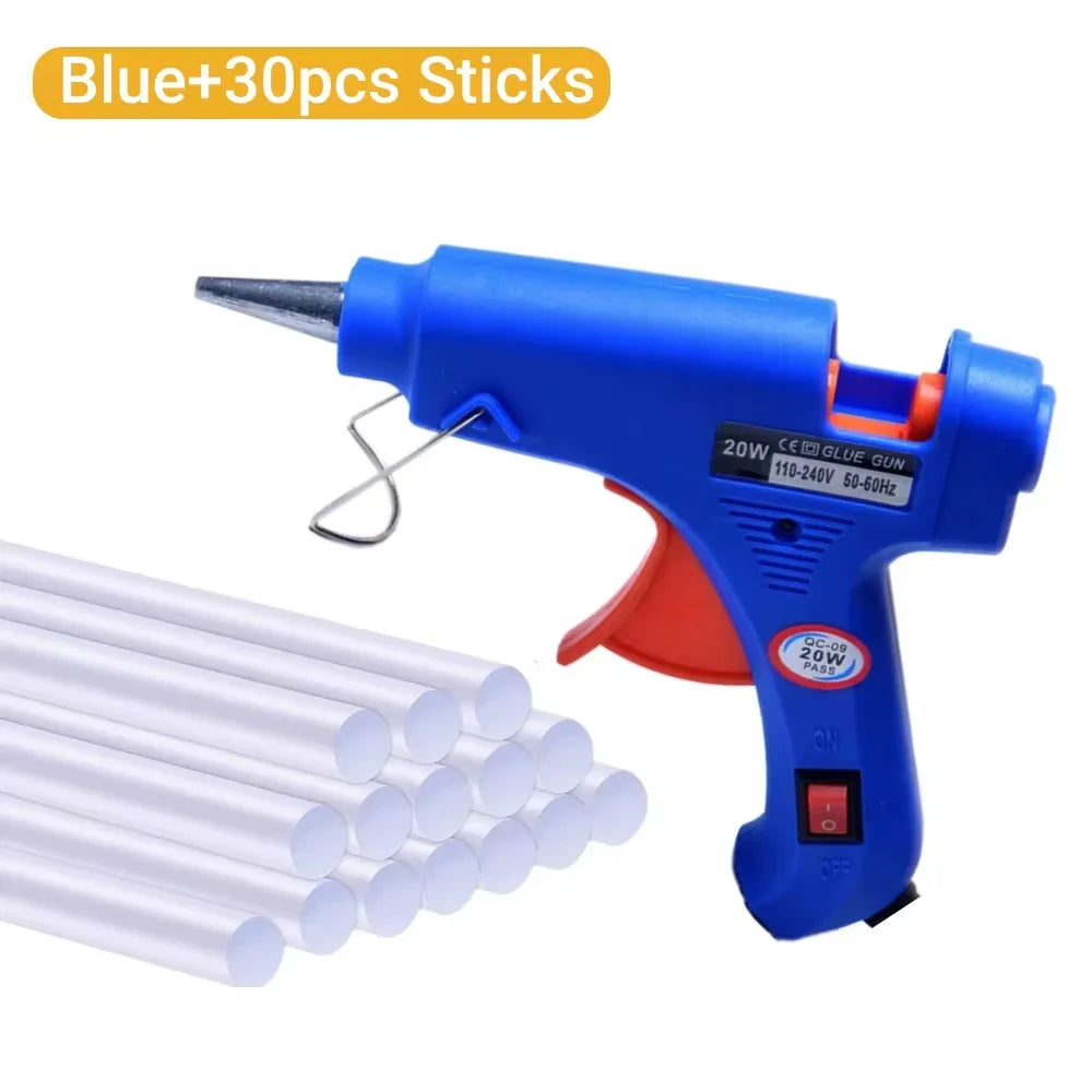 Hot Silicone Gun 20W Electric Glue Gun With 30Pcs Transparent Sticks Mini DIY Tools For Home Repair Tool Special Stick Set
