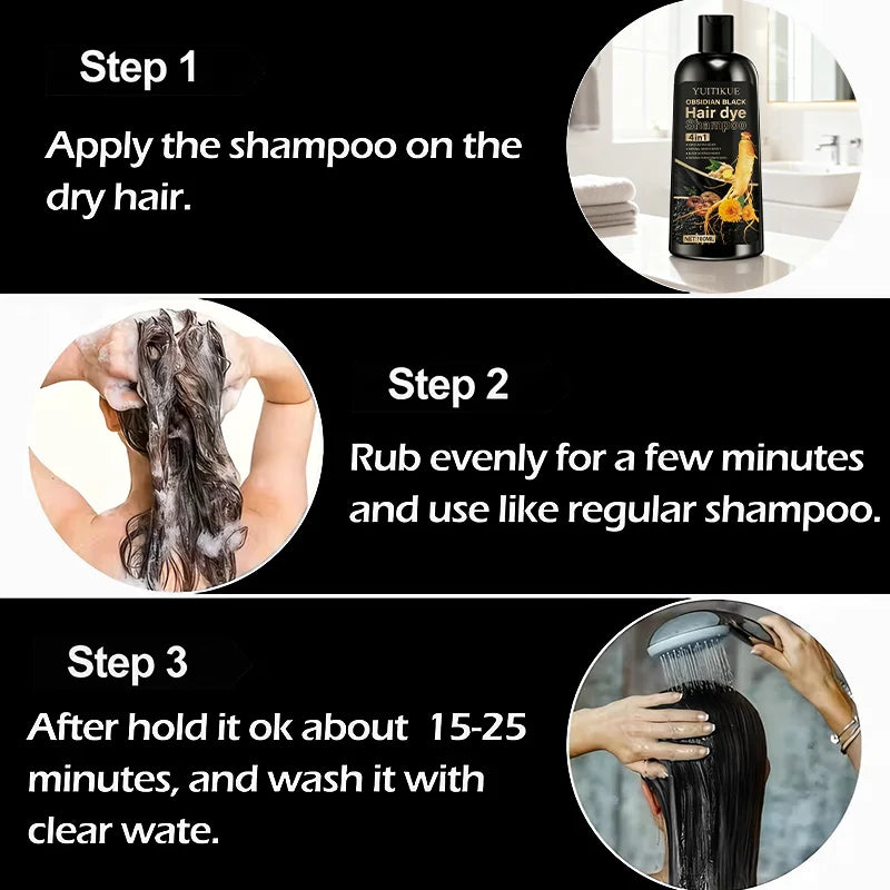 Hair Dye Shampoo 100ml - 4-in-1 Plant Formula, Lasting Color