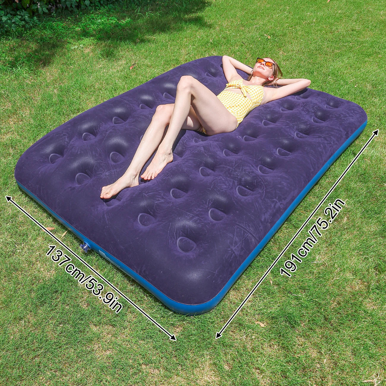 Twin Size Air Mattress Inflatable Bed, Blow Up Mattress Camping Sleeping Pad ， Standard Downy Air Mattress，300lb Weight Capacity