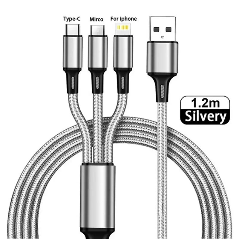KADIXI 3 In 1 USB Fast Charging Cable Type C Micro IOS