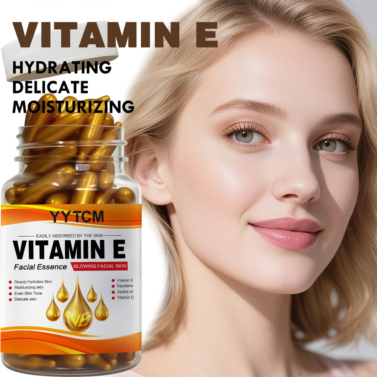 Vitamin E Deep Moisturizing Capsule Essence, Hydrates and Smooths Skin,/180 Capsules