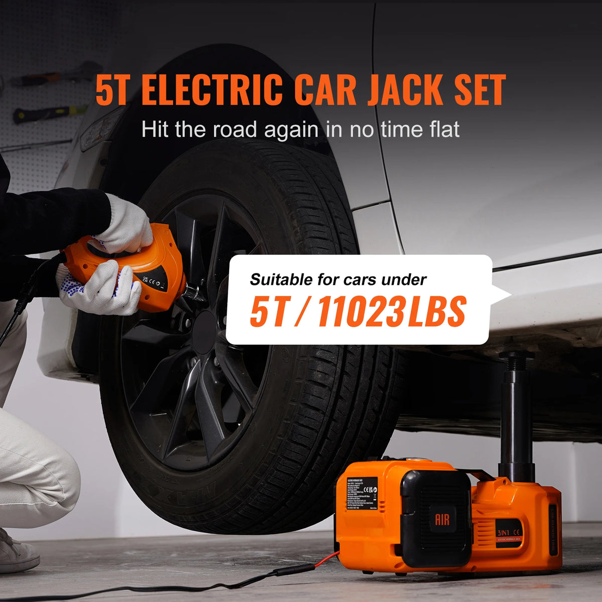 Jack with Electric Impact Wrench Portable Car Lift  for SUV Sedan Truck Change Tires