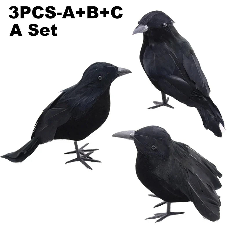 Black Crow Decoration Pest Repeller Realistic Halloween Prop