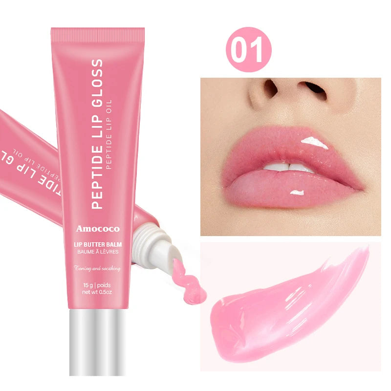 Amococo 2pcs Plumping Peptide Lip Oil 6 Colors Tinted
