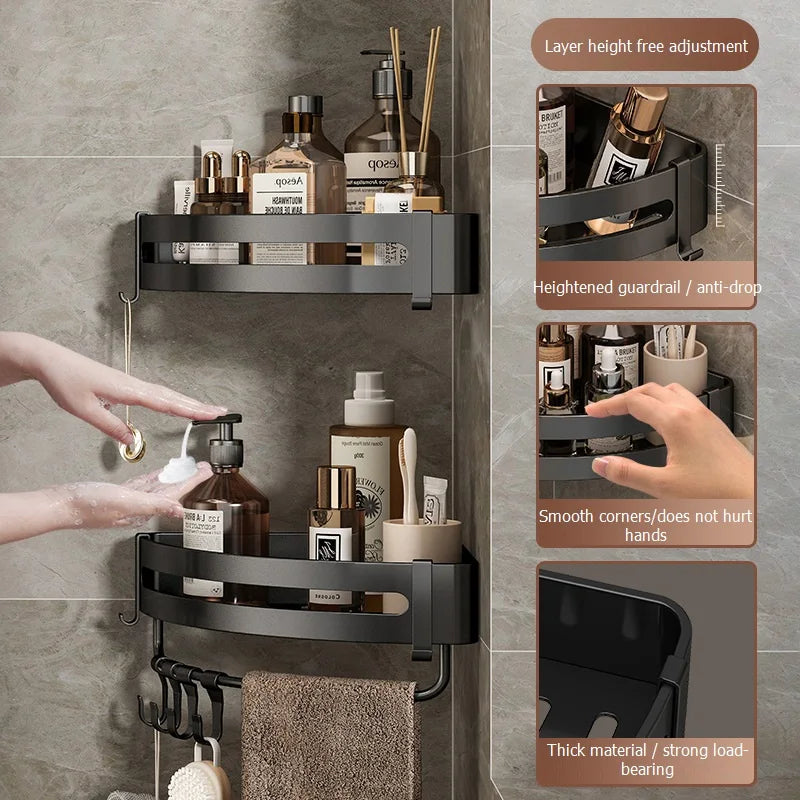 Bathroom Shelf over the Toilet No Drill Wall Mounted Shower Corner Storage Shelves Shampoo Rack Bathroom Hardware Accessories