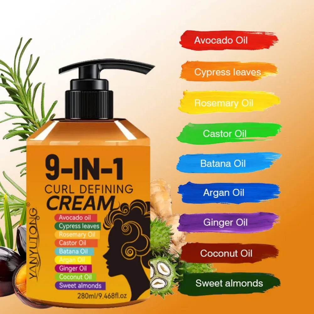 280ml Curly Hair Styling Cream, Moisturizing and Smoothing Formula,