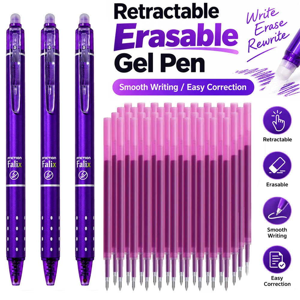 0.5mm Retractable Erasable Gel Pen with 40Pen