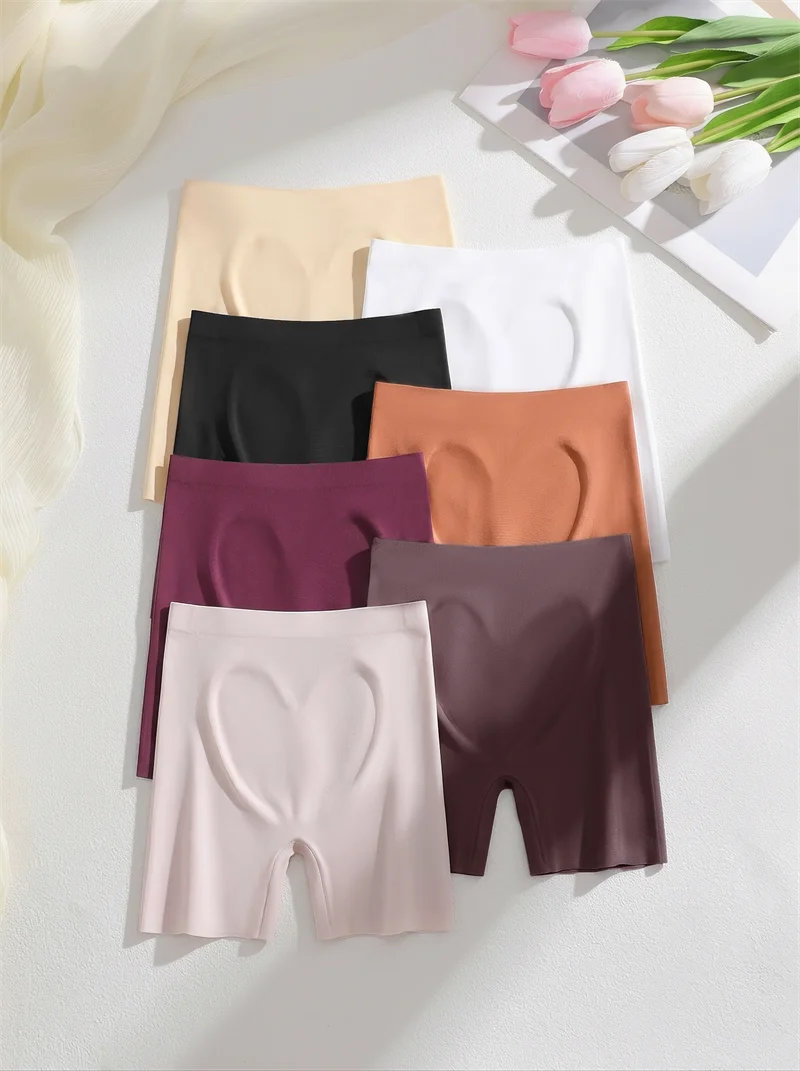 FINETOO Seamless High Waist Shorts Panties Women Tummy Control Hip Lift Ice Silk Safety Underwear Female Tight Boyshorts Boxer