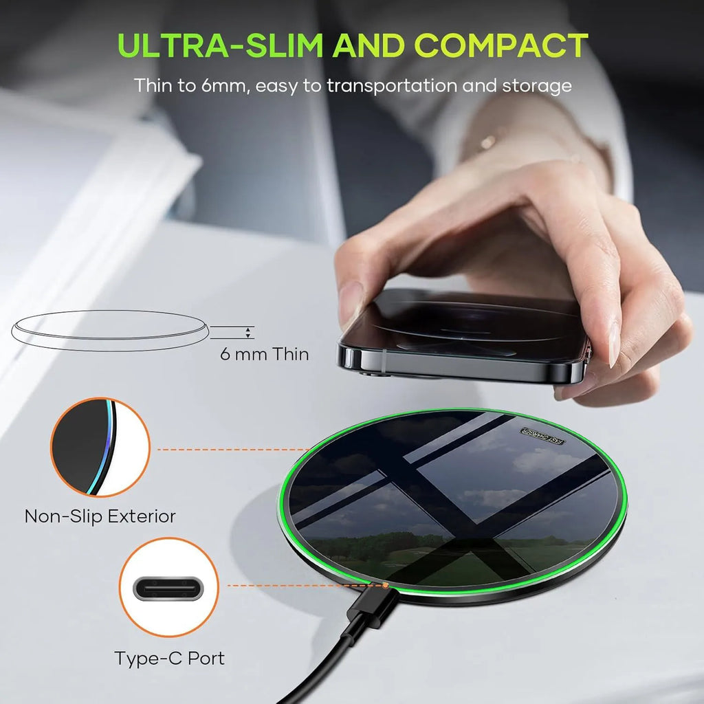 30W Wireless Charger Pad for iPhone , Samsung S26 Xiaomi