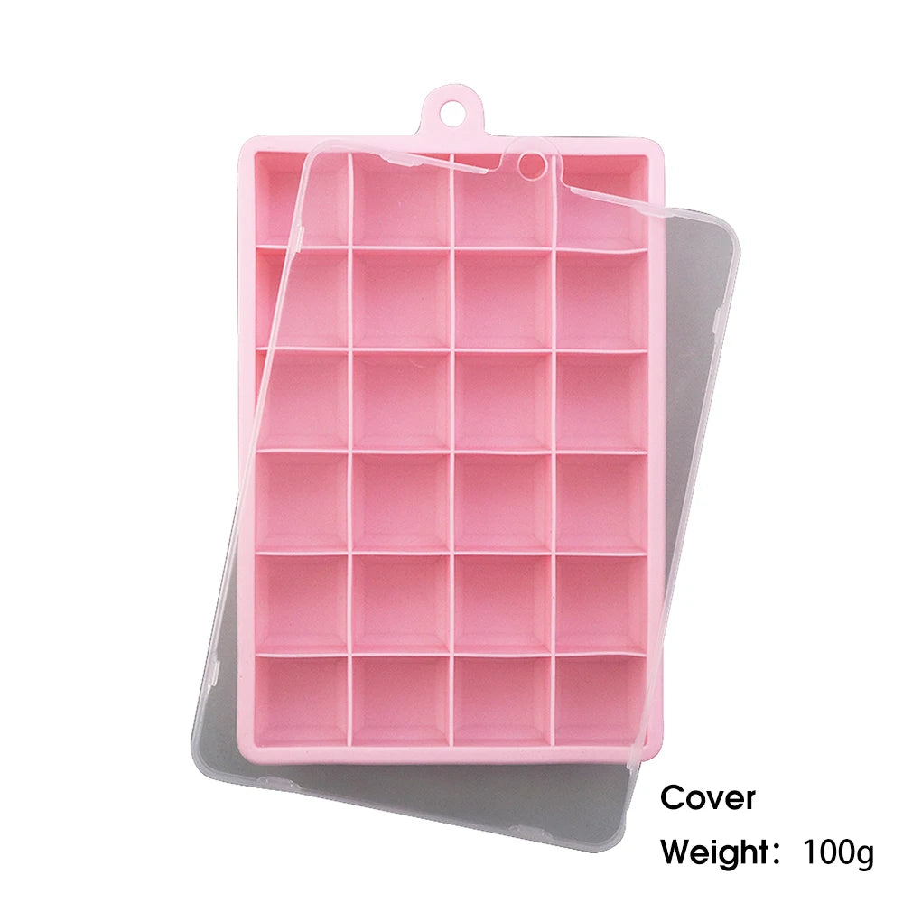 With Lid / No Lid 24-Hole Silicone Ice Tray Square Box Auxiliary