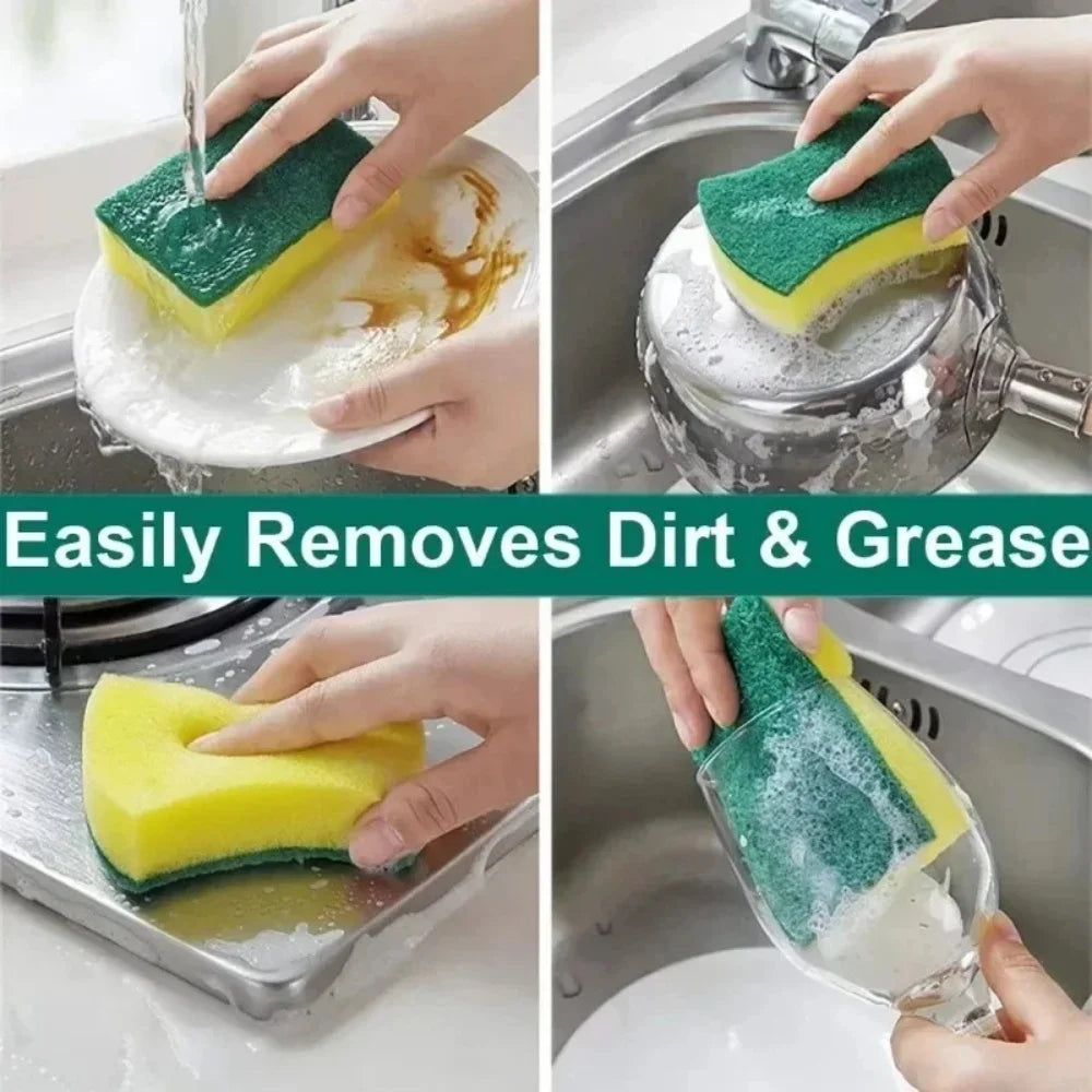 10/30/50PCS Highly Absorbent Double-sided Cleaning Sponge Washing Dish Pot Rust Stain Kitchen Grease Sponge Brush Household Tool