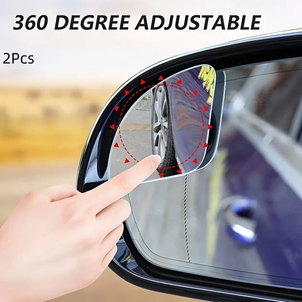 2pcs HD Glass Blind Spot Mirrors Convex Lens Rearview Wide