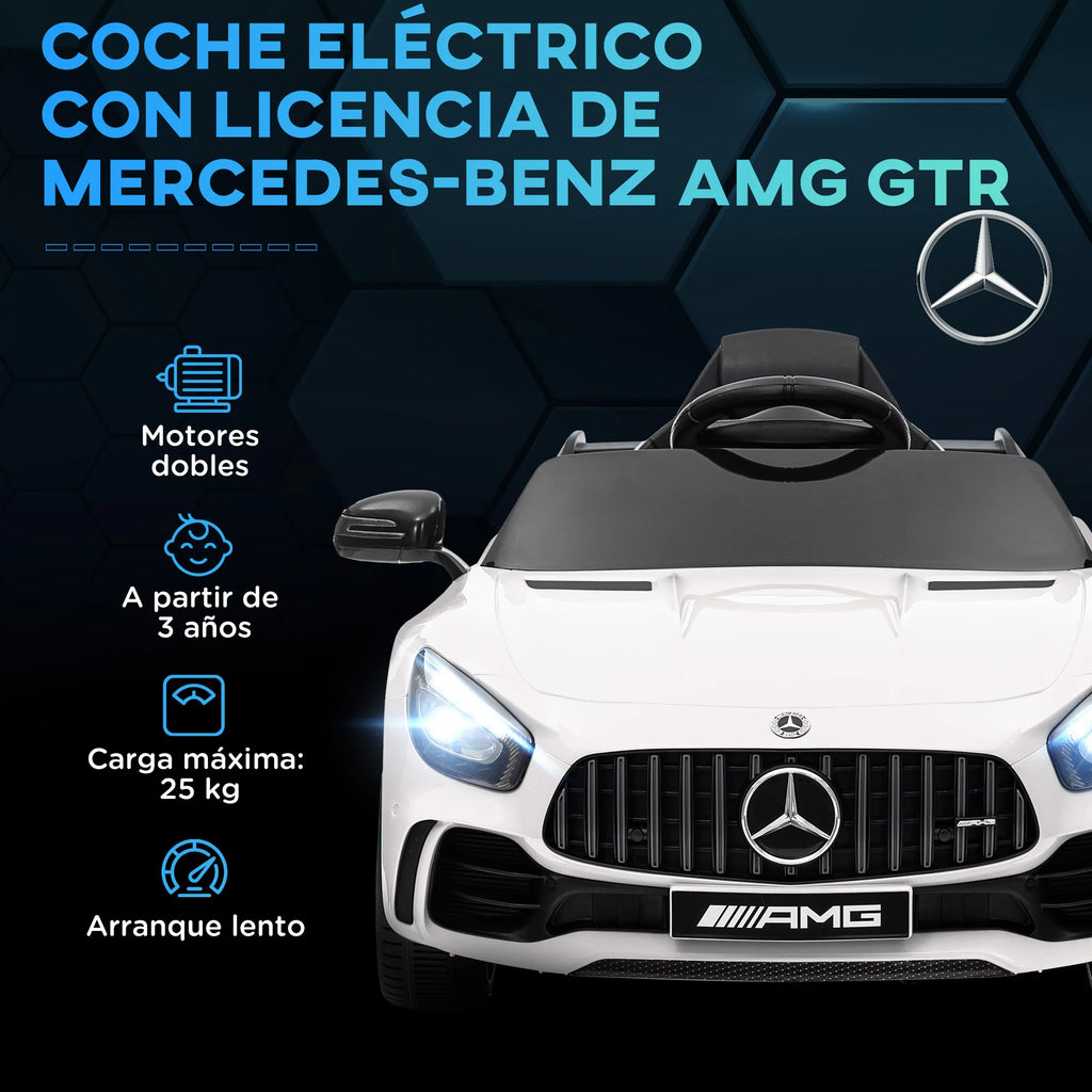 Aiyaplay Electric Car for Children +3 Years Old Mercedes-Benz Amg Gtr with License White