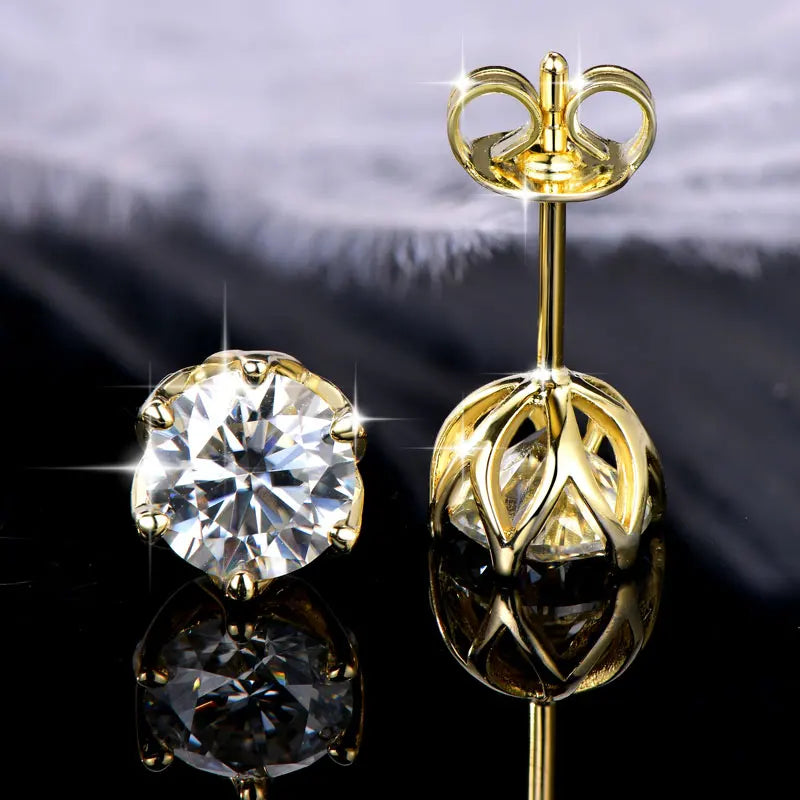 OXTAO Certified Moissanite Circular Stud Earrings for Women Girl 14K Gold Filled