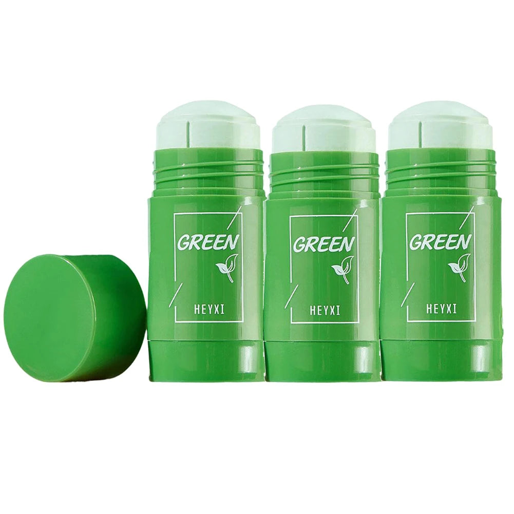 1/3PCS Green Tea Clay Stick For Face, Green Mask Stick Smear Acne Shrink Blackhead Green Tea